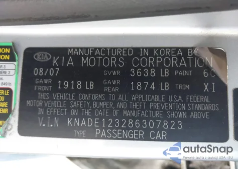 2008 Kia Rio Lx from USA, damaged, VIN KNADE123286307823